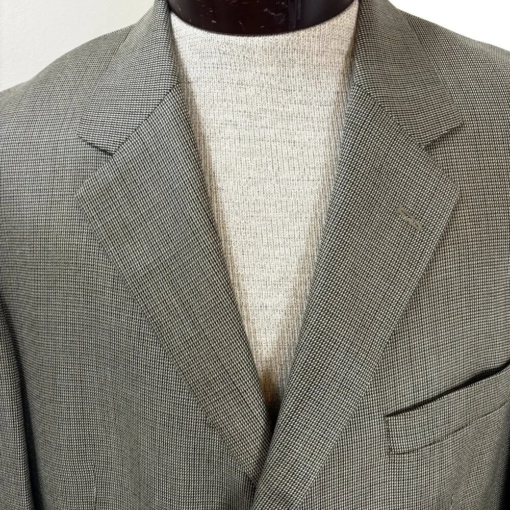 Andrew Fezza Men's Flannel Sport Coat Blazer Size‎ 43R Silk Wool Tan Suit Jacket